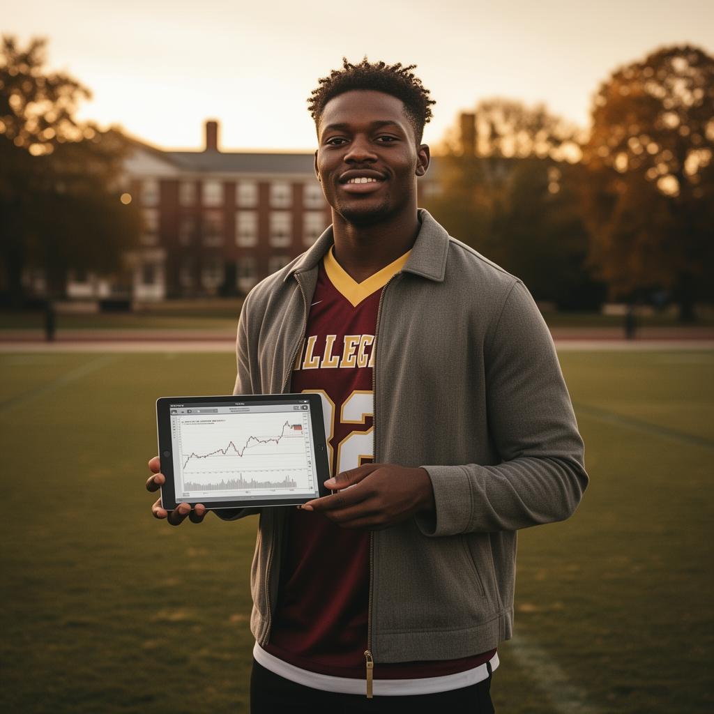 Student-athlete learning NIL financial strategy with Jus One Academy